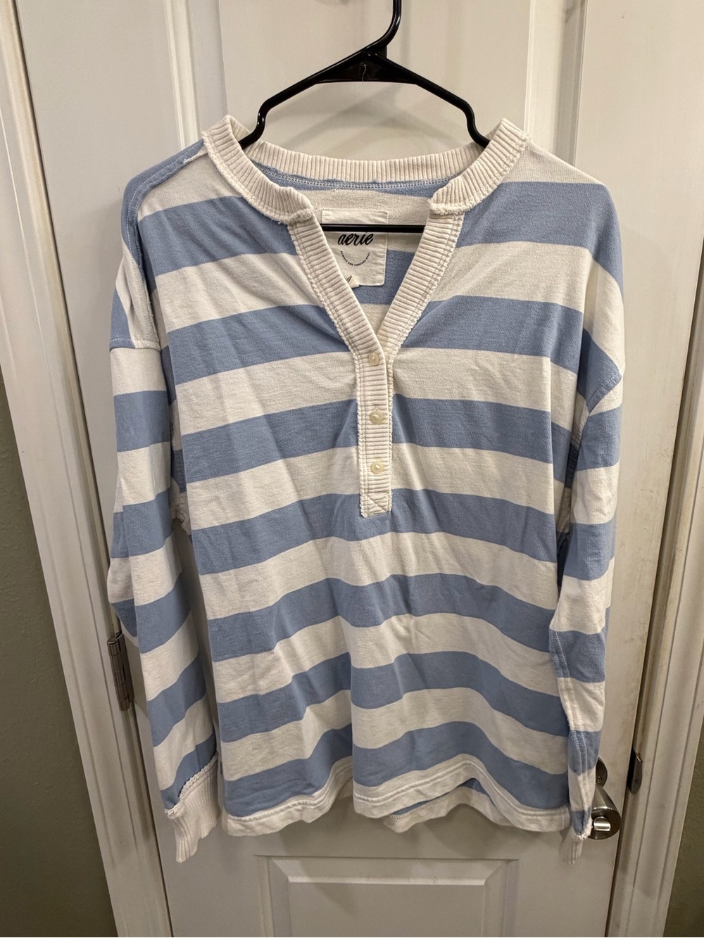Aerie striped henley sweatshirt
